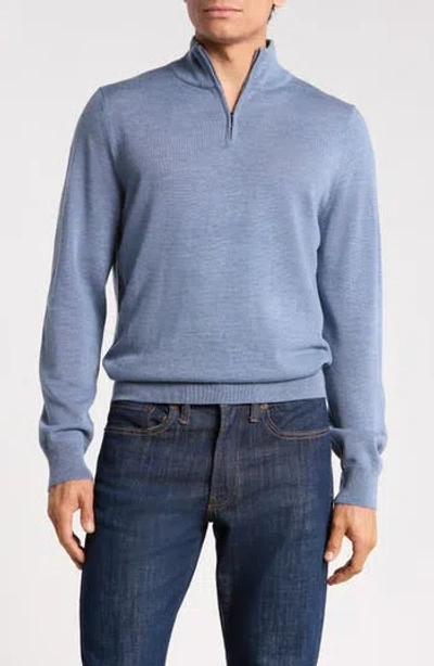 Nordstrom Washable Merino Wool Quarter Zip Sweater In Blue