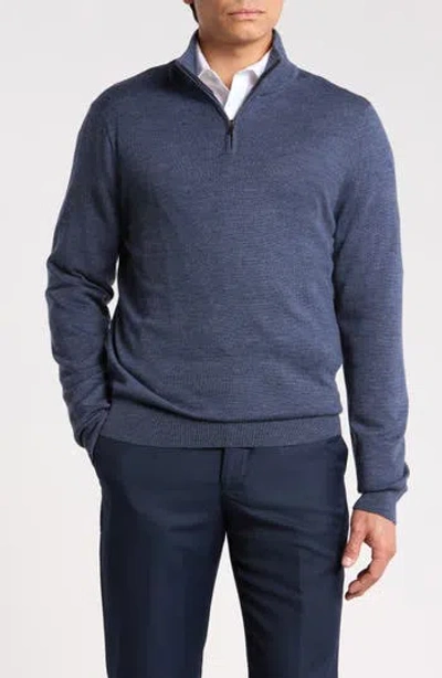 Nordstrom Washable Merino Wool Quarter Zip Sweater In Blue