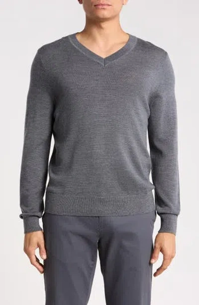 Nordstrom Washable Merino Wool V-neck Sweater In Grey Magnet Heather