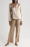 Nordstrom Washable Silk Pajamas In Tan Mink