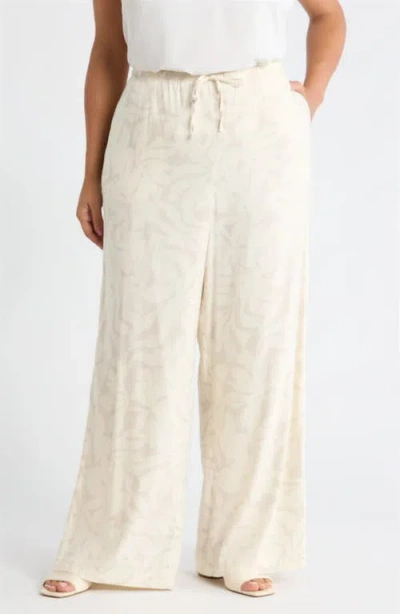Nordstrom Wide Leg Linen Blend Pants In Neutral