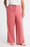 Nordstrom Wide Leg Linen Blend Pants In Pink