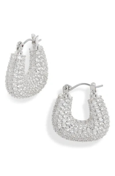 Nordstrom Wide Pavé Cubic Zirconia Hoop Earrings In Clear- Silver