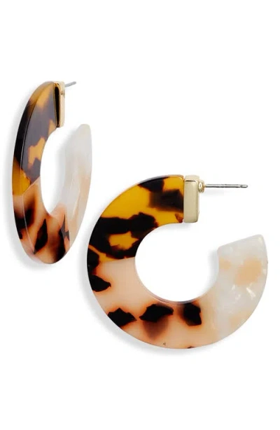 Nordstrom Wide Resin Hoop Earrings In Tortoise- Gold