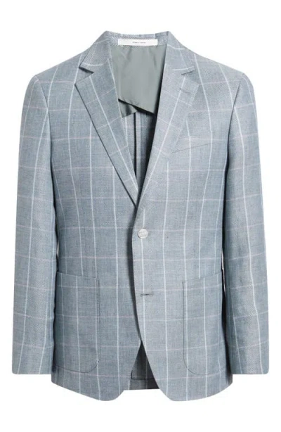 Nordstrom Windowpane Check Linen & Wool Sport Coat In Blue
