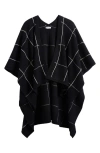 Nordstrom Windowpane Ribbed Wool & Cashmere Poncho In Black