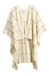 Nordstrom Windowpane Ribbed Wool & Cashmere Poncho In Neutral