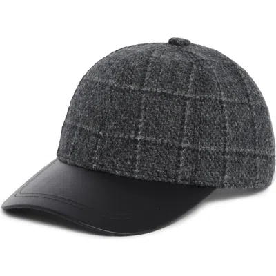 Nordstrom Wool & Cashmere Baseball Cap With Faux Leather Bill In Gray