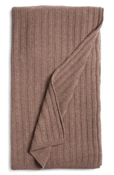Nordstrom Wool & Cashmere Blend Rib Throw Blanket In Brown
