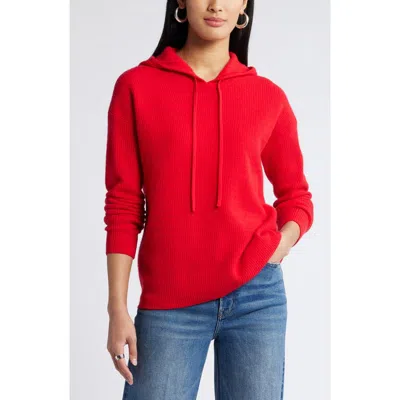 Nordstrom Wool & Cashmere Knit Hoodie In Red Toreador