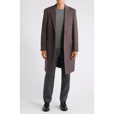 Nordstrom Wool & Cashmere Overcoat In Brown Herringbone
