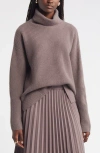 Nordstrom Wool & Cashmere Rib Turtleneck Sweater In Grey Plum