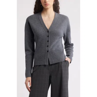 Nordstrom Wool & Cashmere V-neck Sweater In Grey Dark Heather