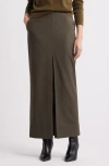 Nordstrom Wool Blend Maxi Pencil Skirt In Brown Heather