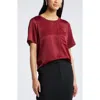 Nordstrom Woven Pocket T-shirt In Red Grape