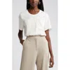 Nordstrom Rib Trim Woven T-shirt In White