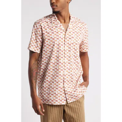 Nordstrom X Harlem's Fashion Row House Of Aama Hatch Camp Shirt In Ivory- Orange Batik Checks