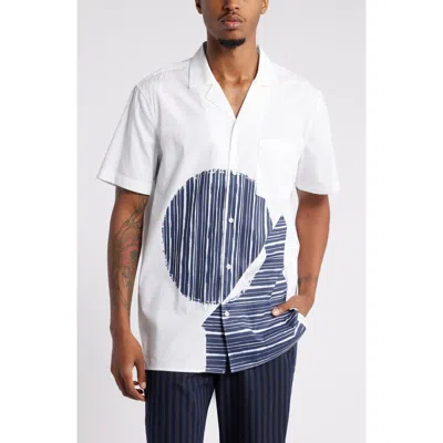 Nordstrom X Harlem's Fashion Row House Of Aama Hatch Camp Shirt In White- Navy Batik Graphic