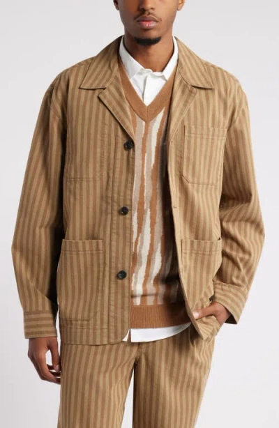 Nordstrom X Harlem's Fashion Row House Of Aama Henry Workwear Jacket In Tan Tonal Stripe