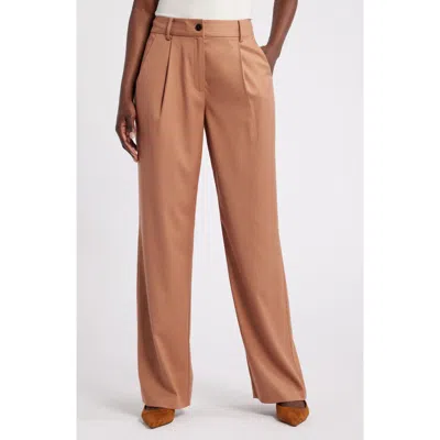 Nordstrom X Harlem's Fashion Row House Of Aama Muted Stripe Pleated Pants In Tan- Ivory Ticking Pinstripe