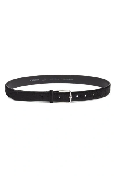 Nordstrom Yvette Genuine Calf Hair Belt In Black