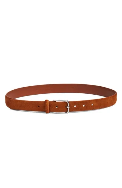 Nordstrom Yvette Genuine Calf Hair Belt In Burgundy
