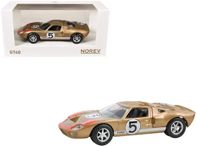 Norev 1966 Ford Gt40 Mkii #5 Kandy Gold Metallic With White Stripes And Red Graphics 1/43 Diecast Model Ca