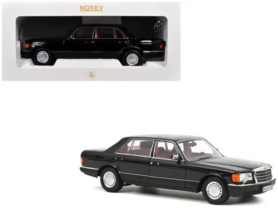 Norev 1991 Mercedes-benz 560 Sel Type W126 Black With Red Interior 1/18 Diecast Model Car By