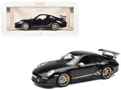 Norev 2009 Porsche 911 Gt3 Rs Black With Gold Accents And Wheels 1/18 Diecast Model Car