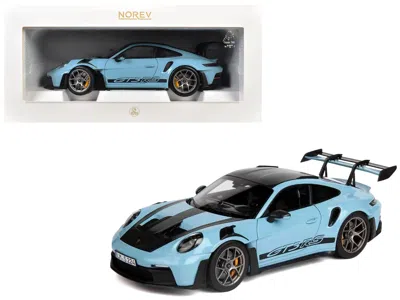 Norev 2022 Porsche 911 Gt3 Rs Weissach Pack Gulf Blue With Carbon Top And Hood Stripes