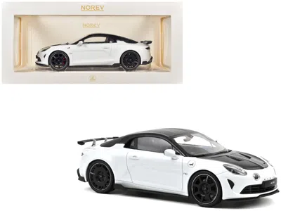 Norev 2024 Alpine A110 R Pearl White Metallic With Carbon Hood And Top 1/18 Diecast Model Car By