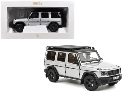 Norev 2024 Mercedes-benz G-class Professional Iridium Silver Metallic With Black Top And Roof Rack 1/18 Di