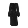 Noria Anis Women's Black Spice Satin Viscose Twist Front Midi Dress In Black