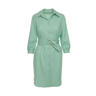 Noria Anis Women's Ester Belted Linen Shirt Dress In Mint Green