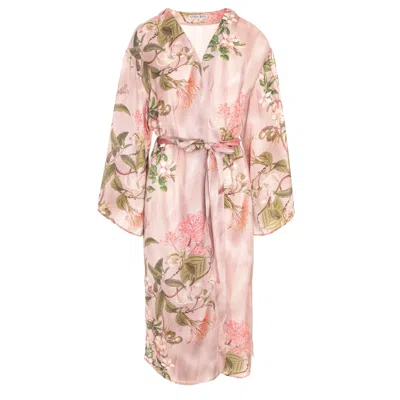 Noria Anis Women's Mahe Floral Print Satin Kimono In Pink