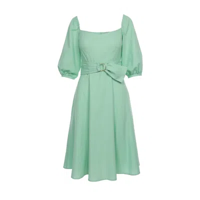 Noria Anis Women's Miquela Puff Sleeves Midi Dress In Mint Green