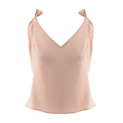 Noria Anis Women's Neutrals Peony Silk Tie Shoulder Top In Pink