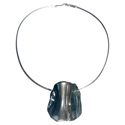Pre-owned Noriko Herron Surge Cb Choker Necklace In Platinum, Sterling Silver & Glass By  In Multi