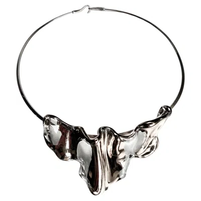 Pre-owned Noriko Herron Surge Choker Necklace In Platinum, 925 Sterling Silver & Glass By  In Multi
