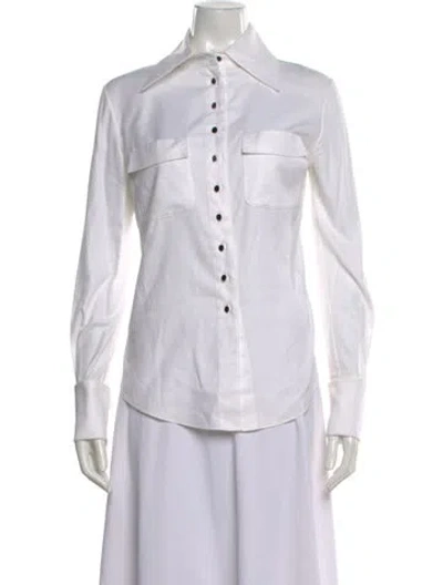 Pre-owned Norisol Ferrari Long Sleeve Button-up Top In White