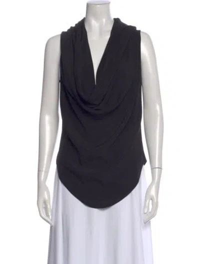 Pre-owned Norisol Ferrari Silk Cowl Neck Top In Black