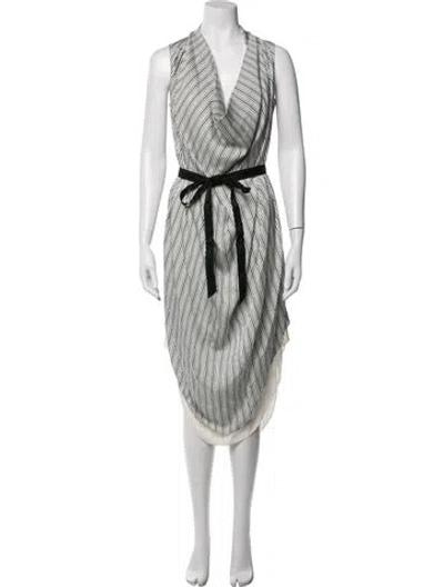 Pre-owned Norisol Ferrari Silk Midi Length Dress In White