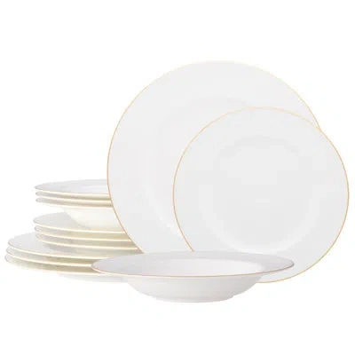 Noritake Accompanist 12-piece Dinnerware Set, Service For 4 In White;gold