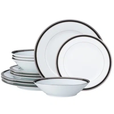 Noritake Austin Platinum 12-piece Dinnerware Set, Service For 4 In White