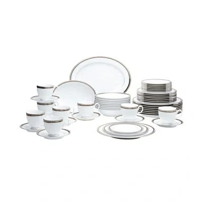 Noritake Austin Platinum 50-piece Dinnerware Set, Service For 8 In White