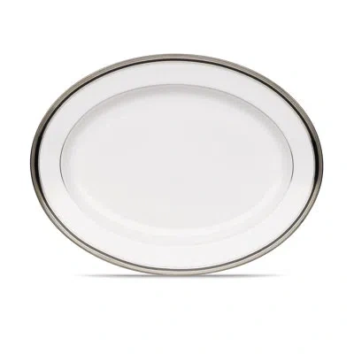 Noritake Austin Platinum Oval Platter In White