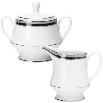 Noritake Austin Platinum Sugar And Creamer Set In Black;white