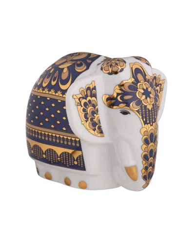 Noritake Bejeweled Gold-tone Accents Elephant Figurine In Blue
