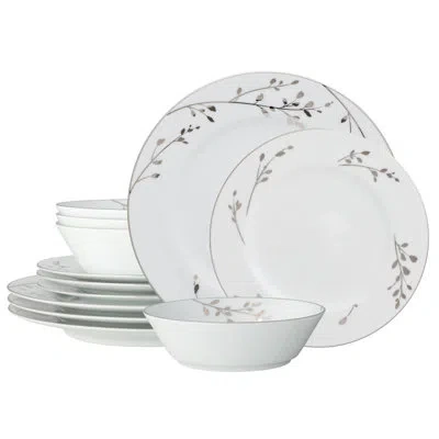 Noritake Birchwood 12-piece Dinnerware Set, Service For 4 In White