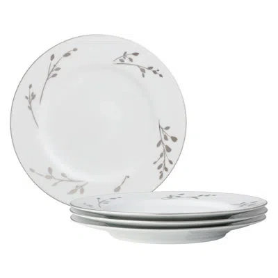 Noritake Birchwood Set Of 4 Salad Plates, 8-1/4" In White